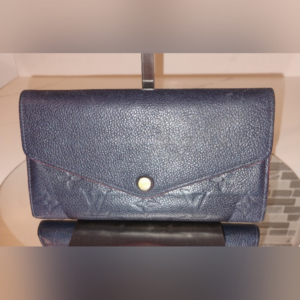 Louis Vuitton Empreinte Sarah Wallet with GHW - Navy Leather - Picture 10 of 11